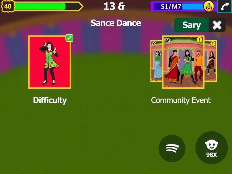 Bhangra Beats Brigade Elite gameplay screenshot showing colorful interface and dance moves
